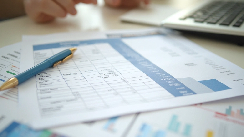 Профессиональная таблица бюджета на рабочем столе с ручкой и калькулятором